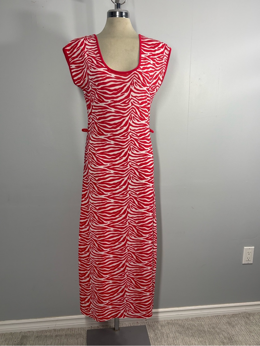 Love Nation Red and White Zebra-Print Maxi Dress